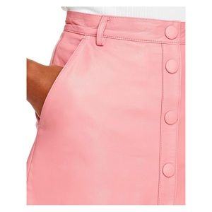 REMAIN Womens Pink Pocketed Snap Button Up Lined Midi Cocktail A-Line Skirt